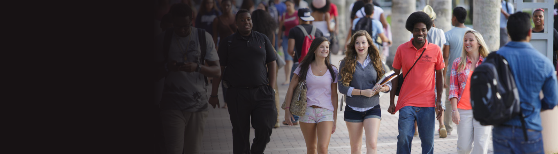 Students walking across campus