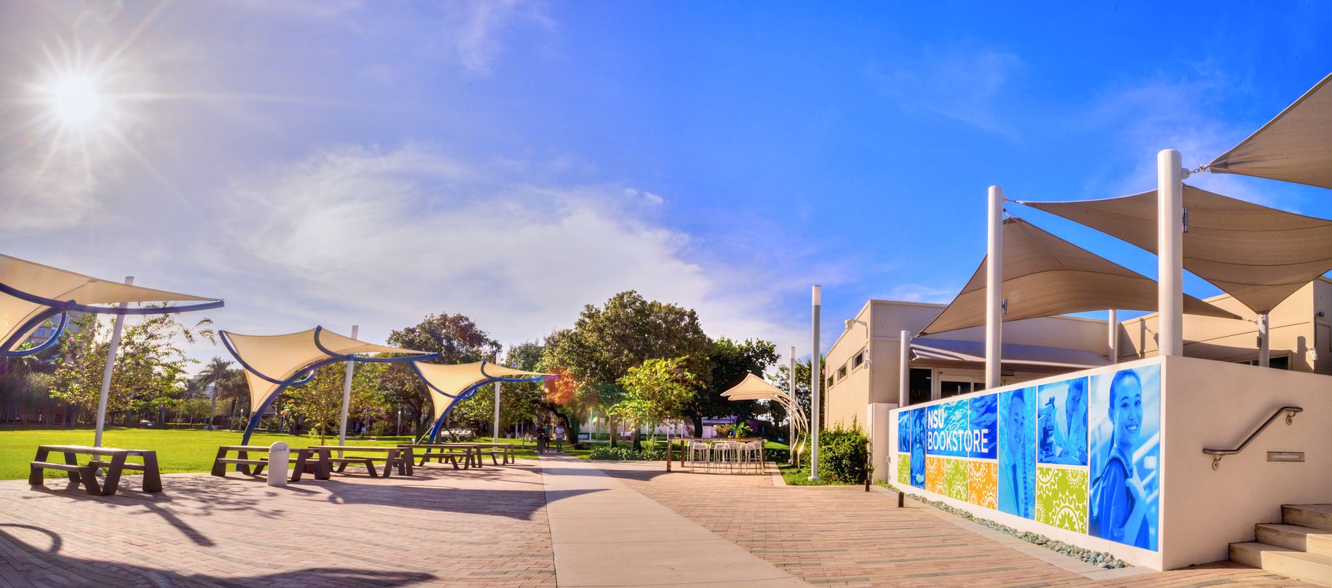 Sunny day in front of NSU Bookstore