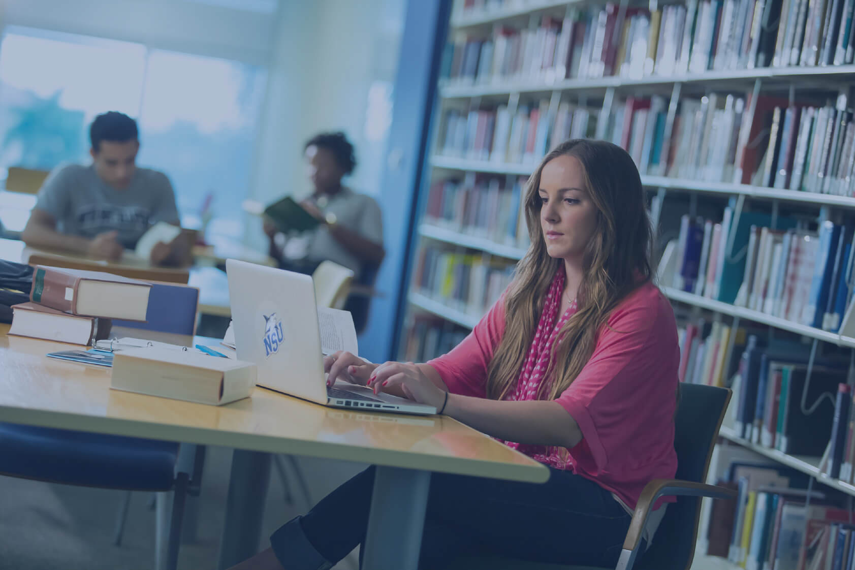 A person sitting in front of a computer