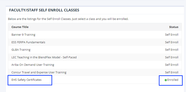 faculty staff class enrollment