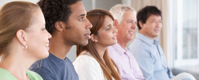 group of diverse people talking